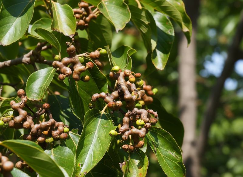Clusters of knobby fruit growing on a Japanese raisin tree, the natural source used to make DHM.