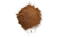 Brown herbal powder supplement isolated on a transparent background.
