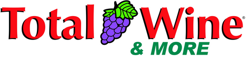 Total Wine & More logo with red and green text and a purple grape cluster illustration on a white background.
