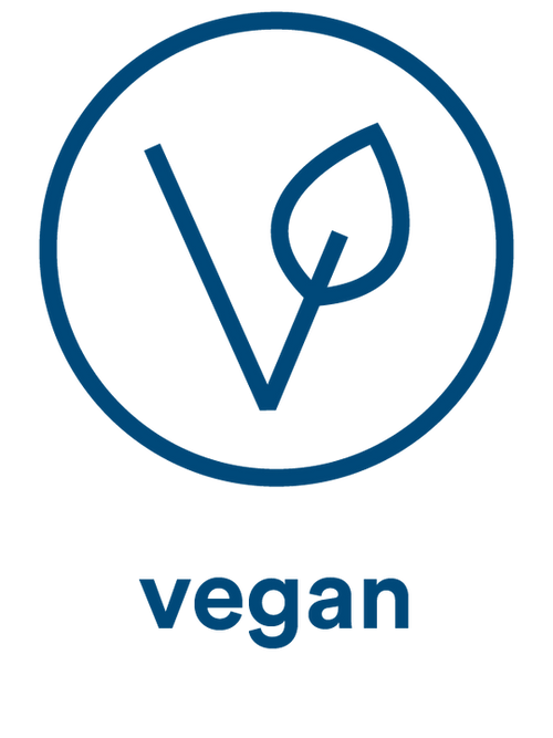 Vegan icon with leaf symbol representing plant-based, vegan-friendly ingredients in More Labs supplements.
