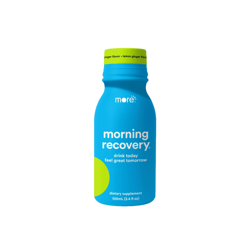Morning Recovery Original Lemon dietary supplement bottle for post-drink recovery.